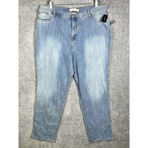 Venezia Rigid‎ Easy Fit Jeans Womens Size 24 Tall Blue Denim Distressed Pockets - Picture 1 of 16